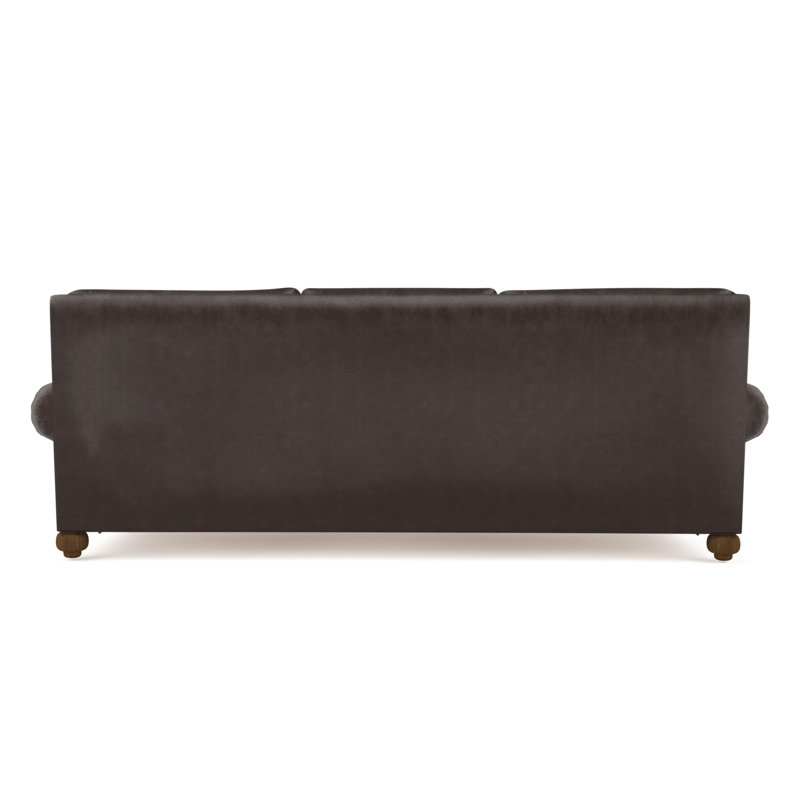 Leroy 108" Rolled Arm Sofa, 36" H x 108" W x 43" D, Vintage Leather Chocolate, Dark Brown
