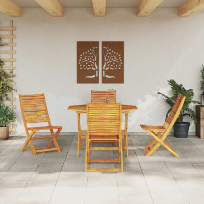 4 - Person Wood Patio Dining Set with Square Table