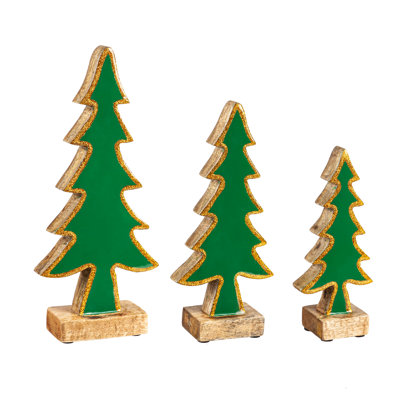 Ensemble de 3 tables décoratives en bois et résine