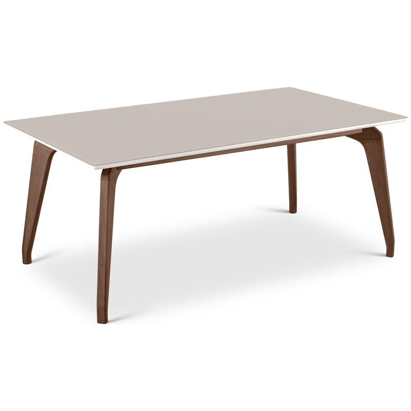 Modern Brazilian Glass Dining Table, 29.5" H x 70.75" L x 39.25" W, Off White