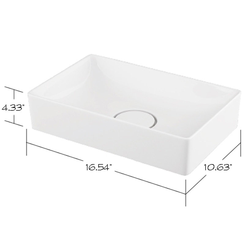 Transolid 14.12'' White Vitreous China Rectangular Bathroom Sink