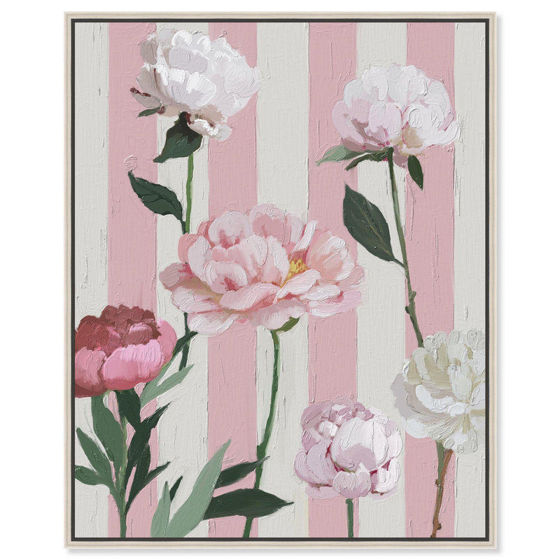 «Rose Poppies Boho», impression sur toile par Notoriart, H 30 po x l 36 po, Cadre argenté