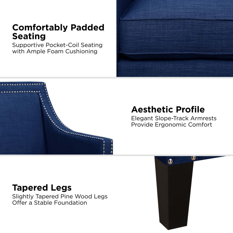 Damira Upholstered Armchair, Blue Chenille