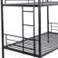 Lit superposé simple au-dessus d'un lit simple en métal noir, style moderne pour le décor de la chambre à coucher, option peu encombrante et activité d'escalier silencieuse et sécuritaire, esthétique sans sommier, caractéristique,-215427040