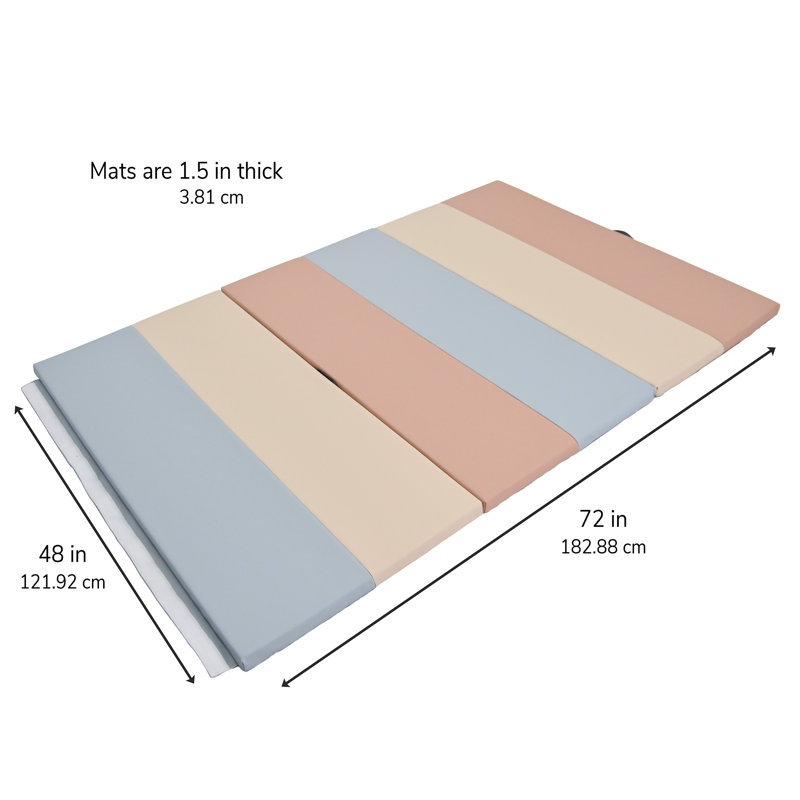 Tapis de gymnastique pliable 4 pi x 6 pi - Éléments, Bleu / brun clair / rose