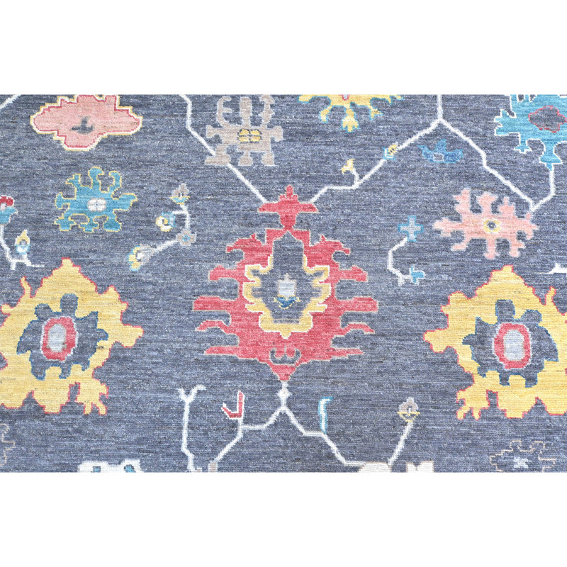Tapis rectangulaire en laine noué à la main