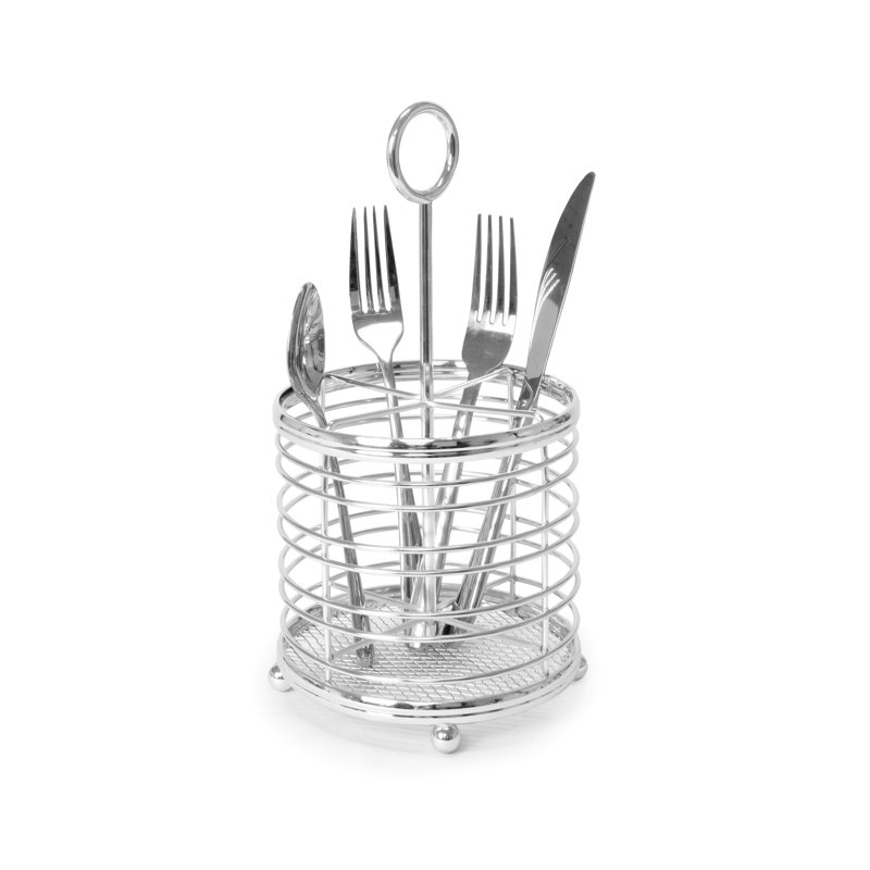 Ledbetter Metal Round Flatware Caddy, Chrome