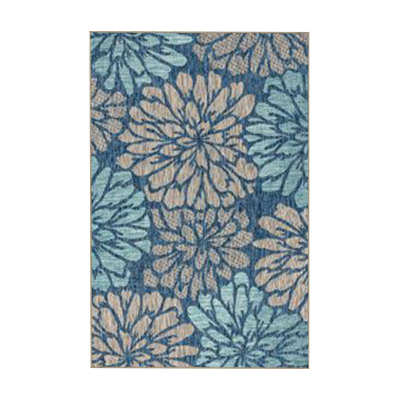 Tapis décoratif à motif de pivoines bleues et beiges Paris Collection, Rectangle 4 pi 11,06 po x 7 pi 6,55 po