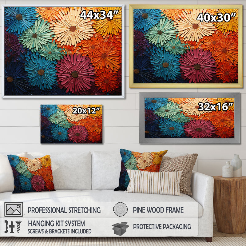 Mid Century Sunburst Serenade III - Art abstrait Mid-Century, Toile tendue, H 24 po x l 32 po, Sans cadre