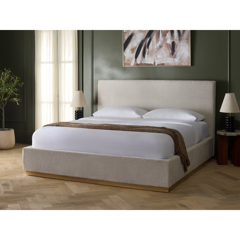 Harwich Upholstered Low Profile Platform Bed, Queen, Ivory