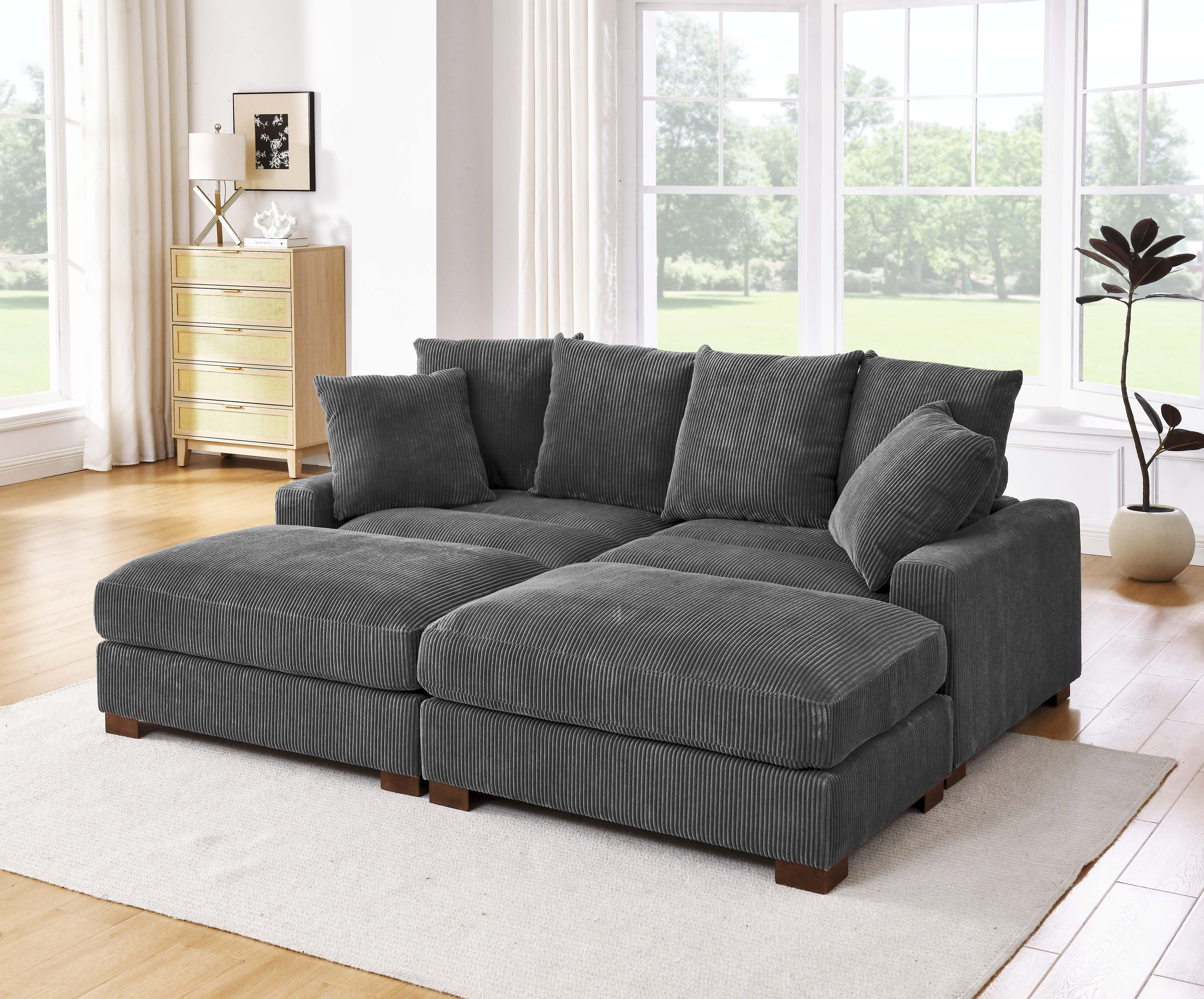 Latitude Run® 86" Upholstered Corduroy Sofa With Solid Wood Legs & Reviews | Wayfair