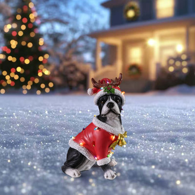 Holiday Christmas Dog Statue