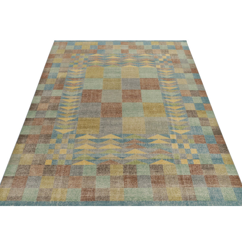 Distressed Homage Wool Geometric Area Rug, Rectangle 10' x 14'
