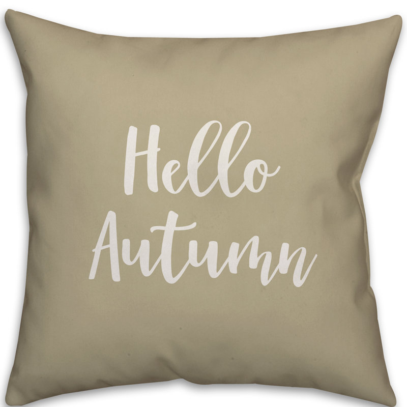  Hello Throw Pillow, Beige, Throw Pillow