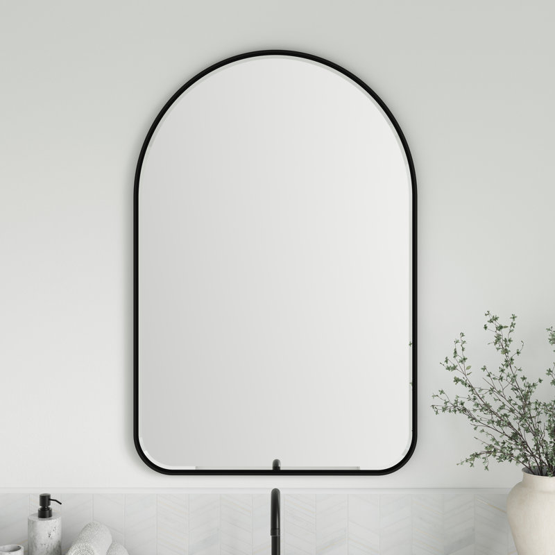 Rohe Stainless Steel Arch Mirror, Matte Black