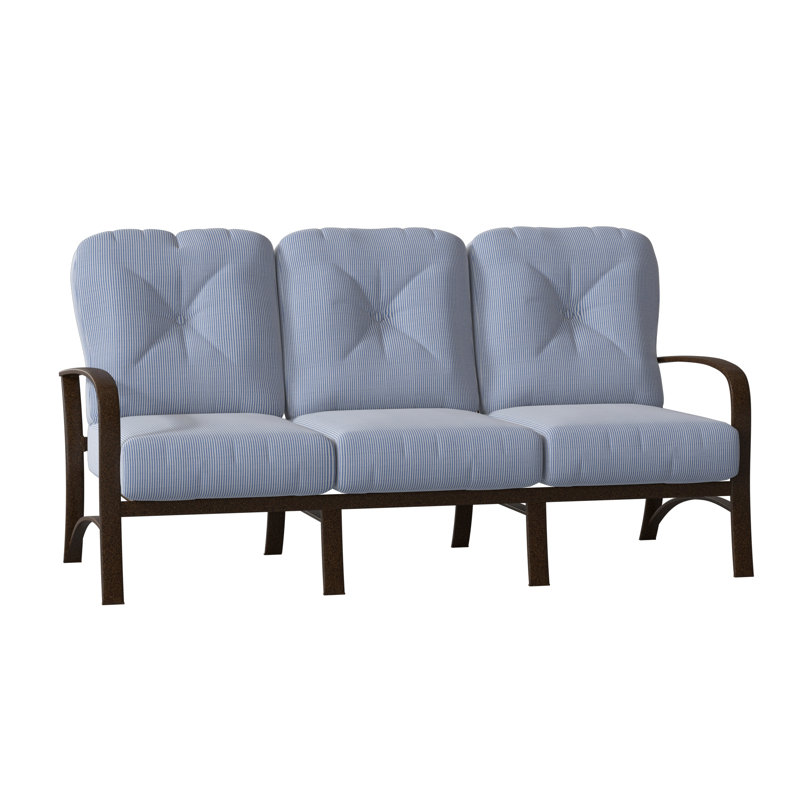Fremont Outdoor 3 - Seat Patio Sofa, Chestnut Brown, Impact Vapor Gray Sunbrella®