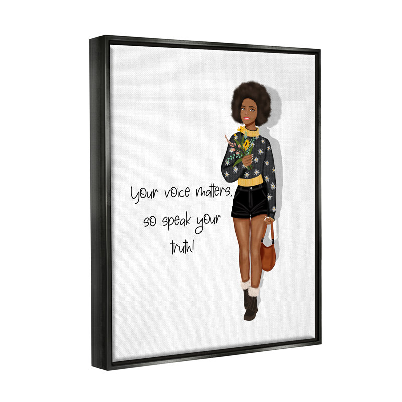 " Speak Your Truth Phrase " Print, 21" H x 17" W x 1.7" D, Jet Black Floater Frame