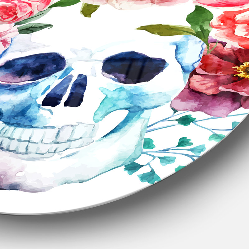 «Skull Bouquet», impression d'art graphique contemporain, H 38 po x l 38 po x P 1 po, Métal