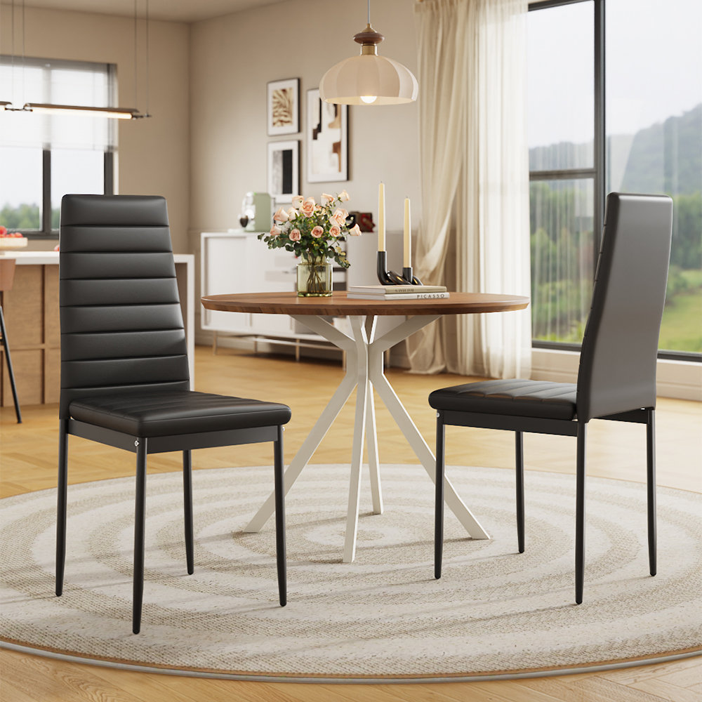 Adonia Upholstered Faux Leather High Back Dining Chairs