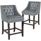 Teja 24" High Transitional Tufted Walnut Counter Height Stool