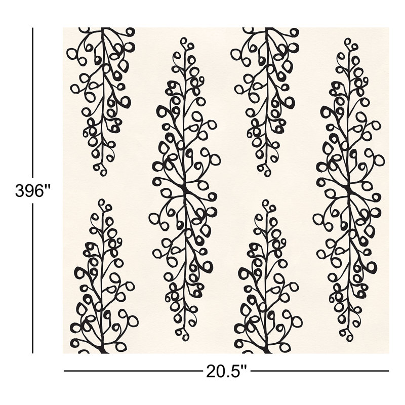 Rouleau de papier peint L 33 pi x l 20,5 po Grapevine, Crème / Noir