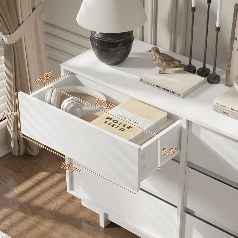 Commode 9 tiroirs Catarina, Blanc