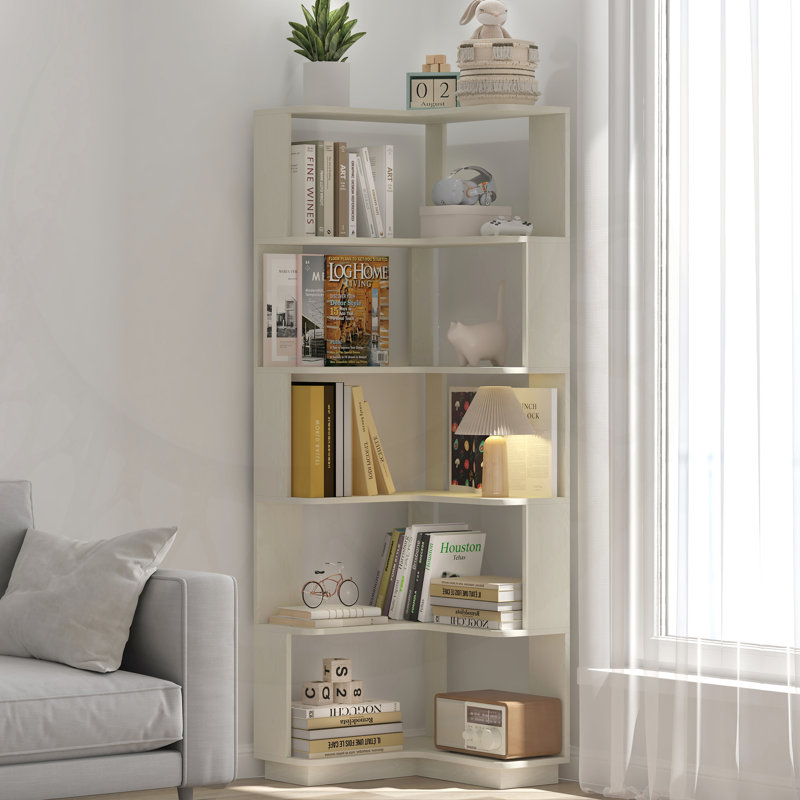 64.57'' H Corner Bookcase, 5 Tier Freestanding L-Shaped Corner Bookshelf, With Anti-Drop Panel, Display Shelf With Open Storage For Living Room Home Office, 