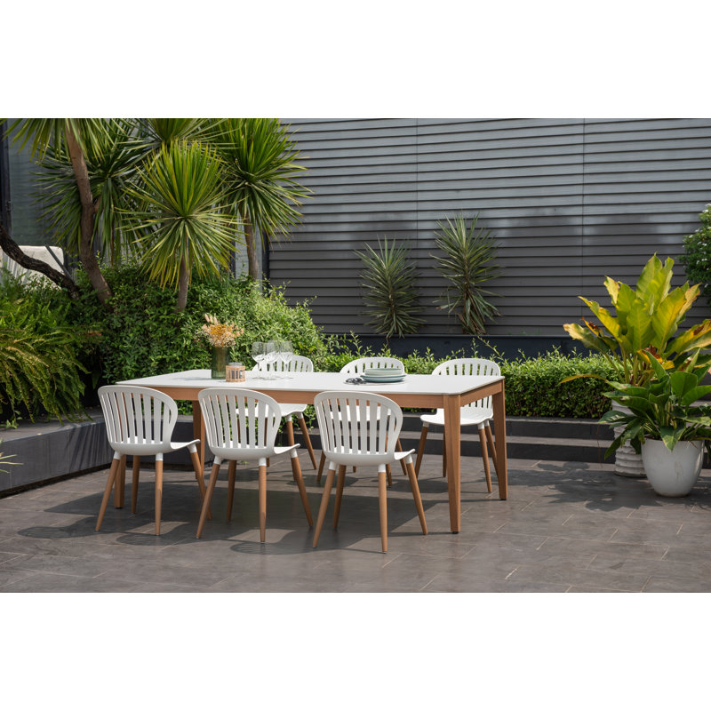6 - Person Wood Patio Dining Set with Rectangular Table