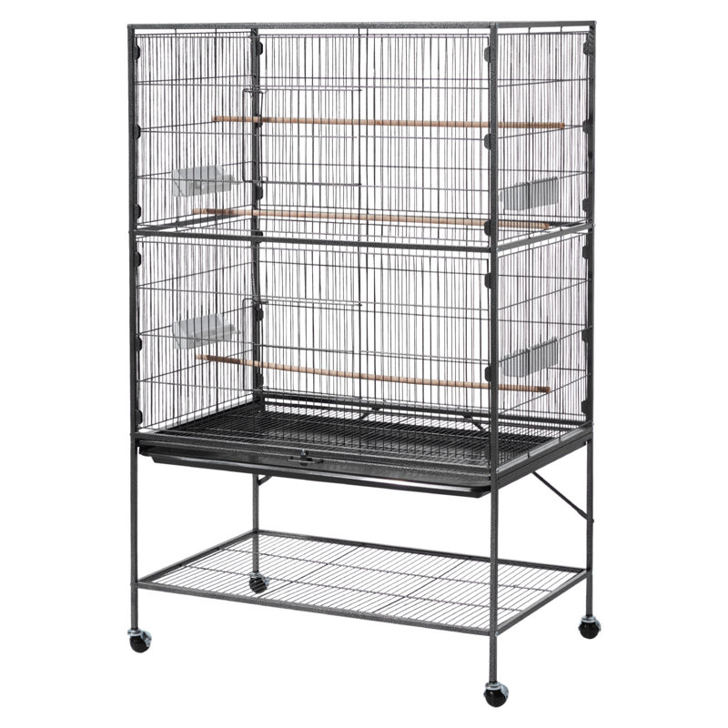 Cage à oiseaux 36,61 x 22,83 x 59,45 pouces, enceinte en plastique noir avec ventilation