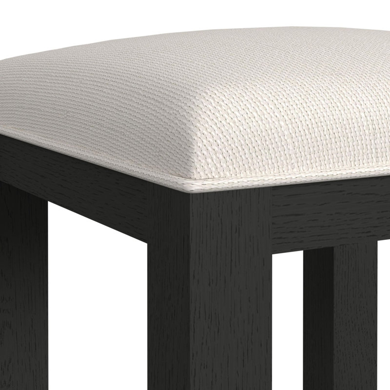 Brislington Dressing Stool with White Fabric with Grain, Black