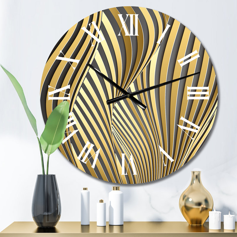 Horloge murale moderne Wavy Luxury Gold Gradients I, Petit