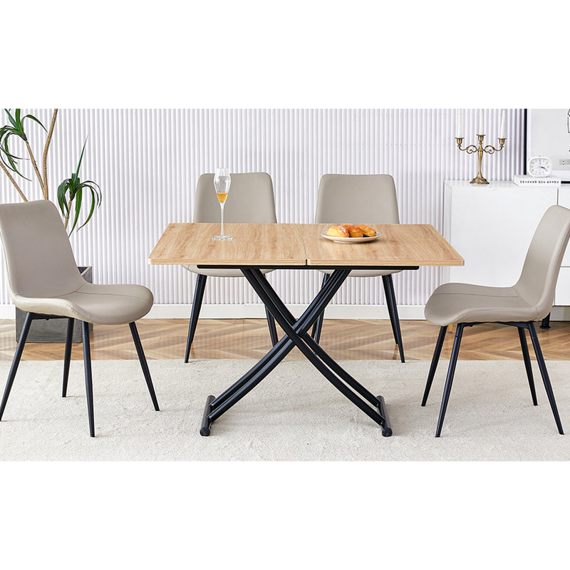 Table élévatrice avec plateau de table de 0,8 pouce - Pieds en métal noir à hauteur réglable pour le bureau 10055 Modern Minimalist