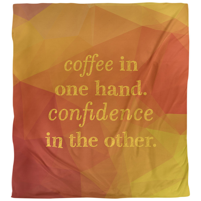 Housse de couette simple Coffee and Confidence Quote, Jaune ambre, Housse de couette pour très grand lit