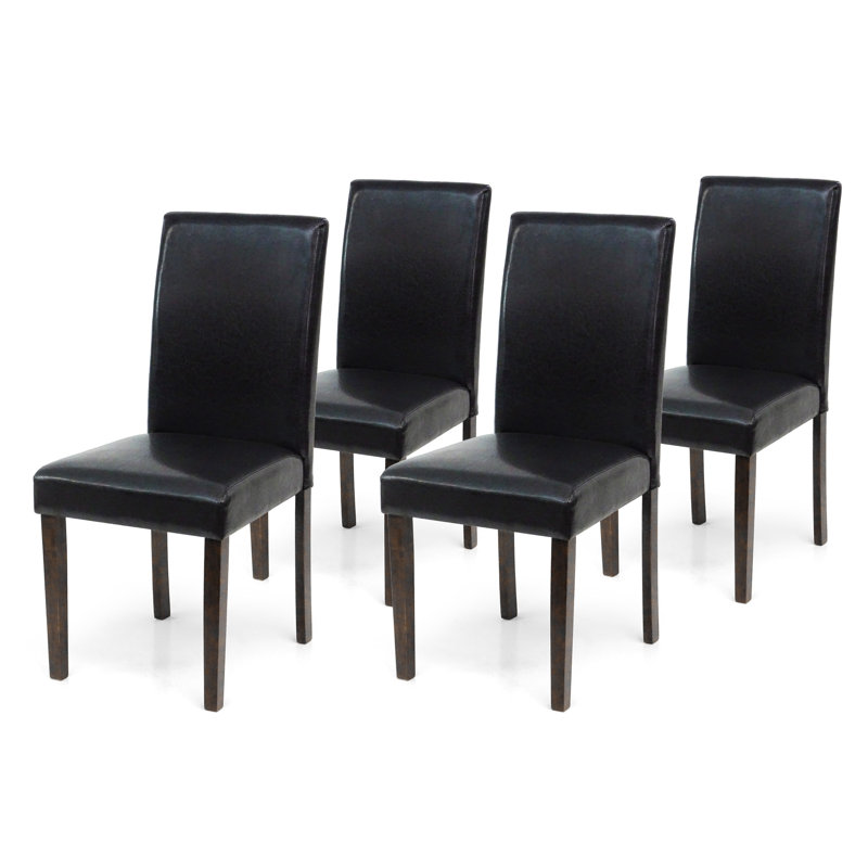 5 Piece Dining Table Set, Extendable Rectangular Dining Table w 4 Classic Style Solid Wood Upholstered Chairs, Black