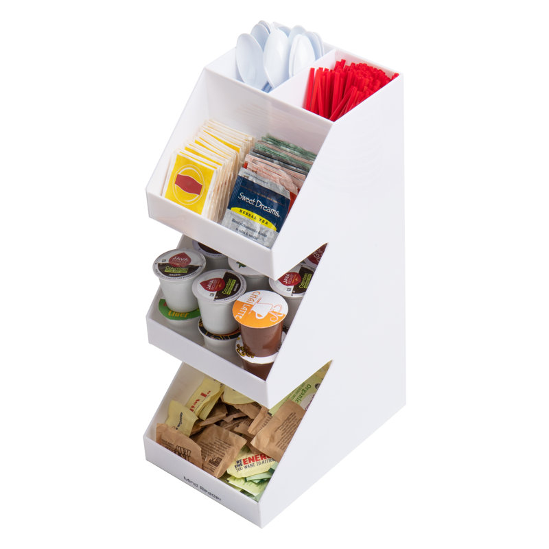 White Acrylic 3-Tier Coffee and Tea Condiment Organizer