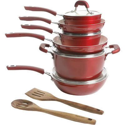 Batterie de cuisine antiadhésive en aluminium enduit de céramique de 12 pièces Kenmore Arlington - Une cuisson saine et durable sur toutes les surfaces de cuisson