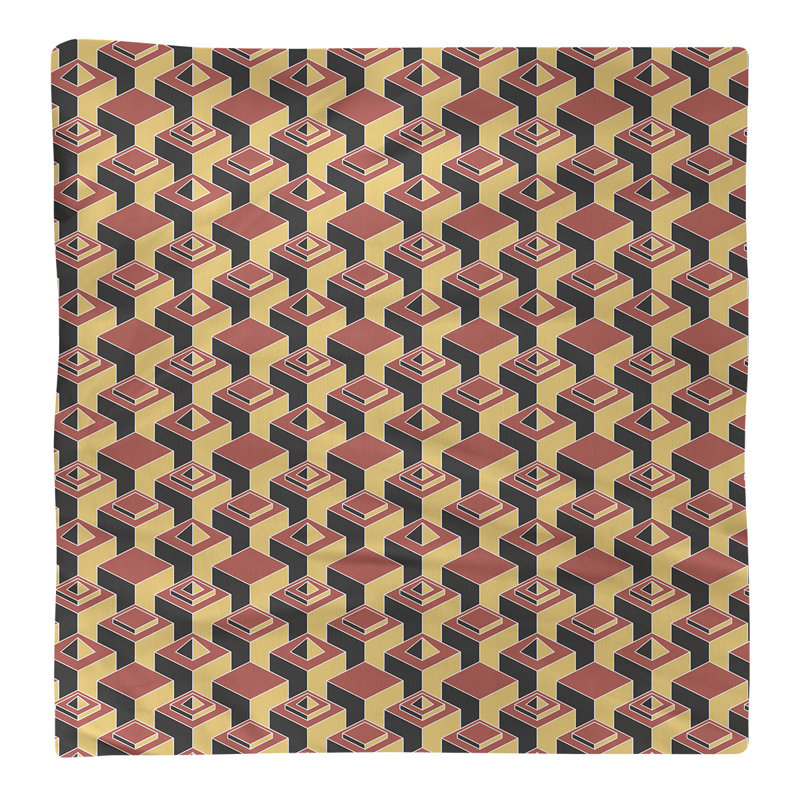 Jordao Cotton Geometric Square Napkin, Red/Yellow, 0.1" H x 22" W x 22" D, Cotton Twill