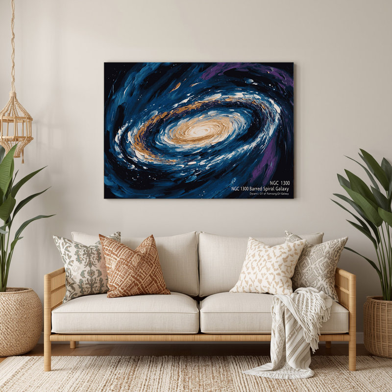 Space NGC 1300 Barred Spiral Galaxy Grey Metal Wall Art