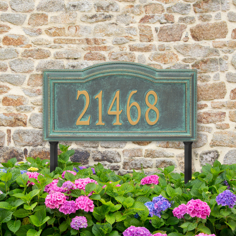 Plaque d'adresse sur 1 ligne Signature Series, Oui, Vert-de-gris, Bronze