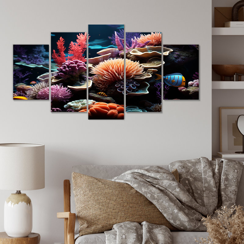 Tranquillité, récif corallien, sérénité - décoration murale multi-panneaux corail
