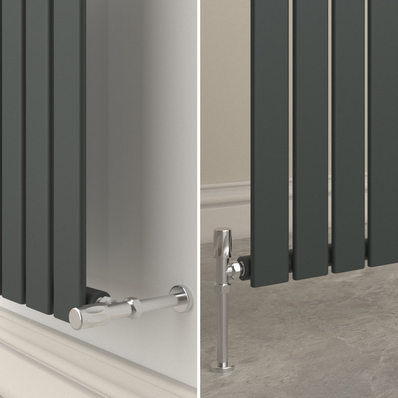 Flat Panel Central Heating Designer Radiator, 60cm H x 88.4cm W x 4.6cm D, Anthracite