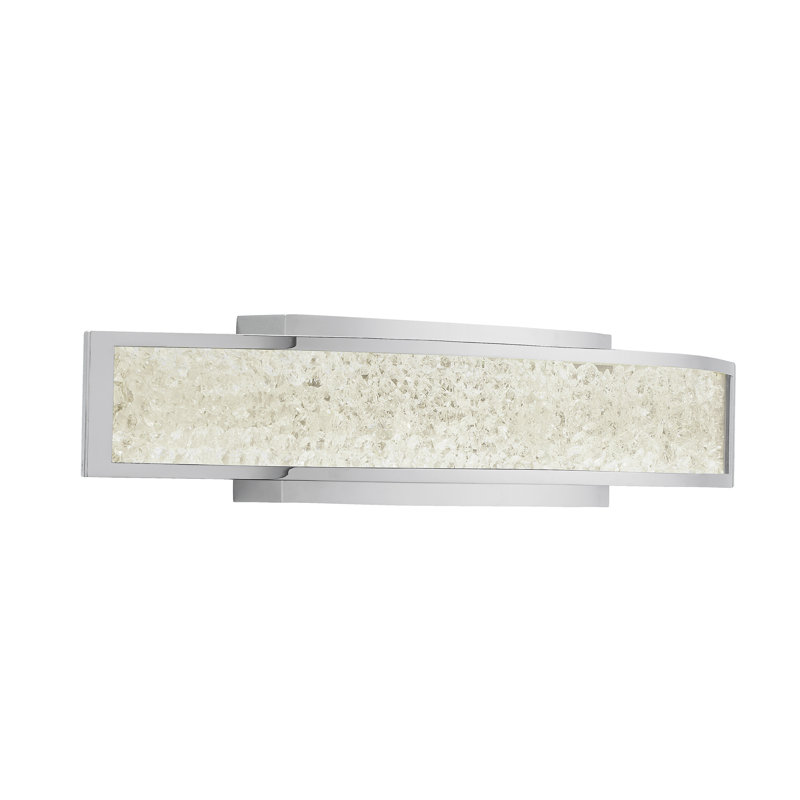 Chrome LED Vanity Light with Crushed Crystal Glass
