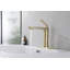 Robinet de lavabo de salle de bain monocorps moderne à poignée simple Weshi en or rose brossé, laiton massif sans plomb avec bonde escamotable et ensemble de bonde-138879064