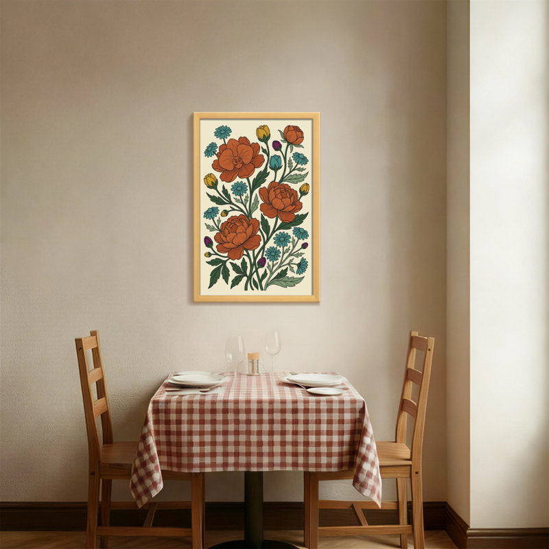 Plantes et fleurs avec motif floral orange et bleu