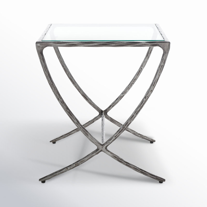 Glass End Table, Silver