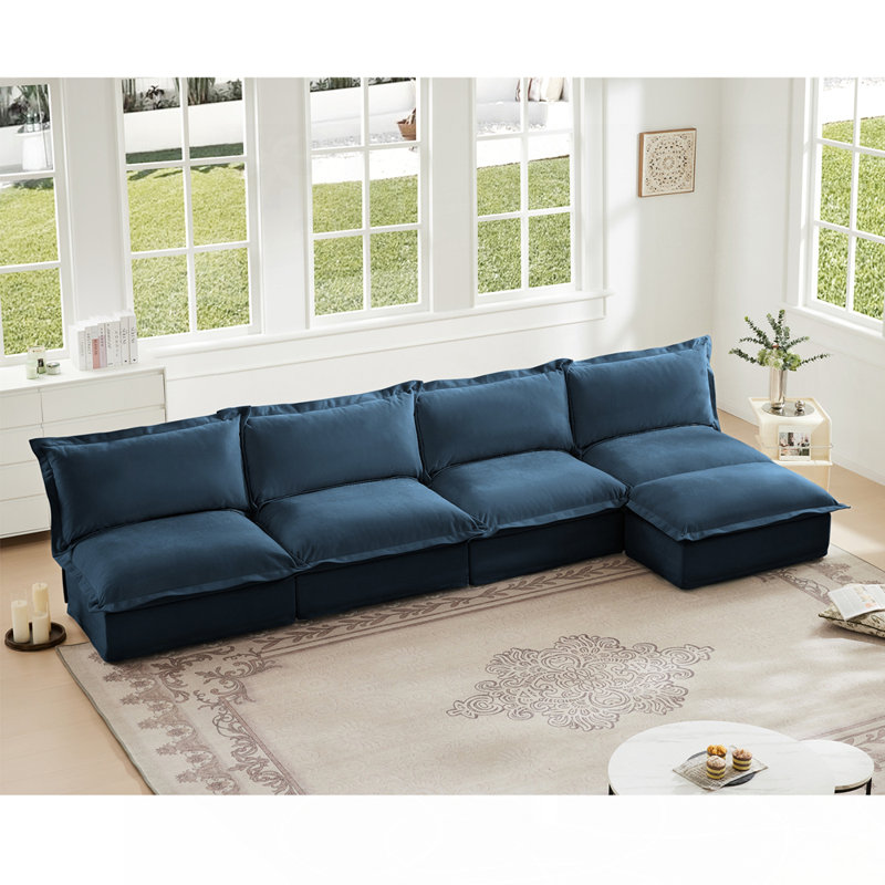 Canapé modulaire confortable pour repose-pieds, Bleu