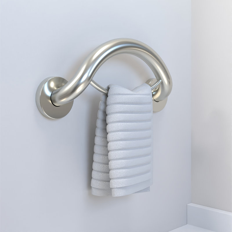 PLUS Towel Ring 14.5", Grab Bar Designed For Bathroom Safety (500 lb Capacity), Brushed Stainless