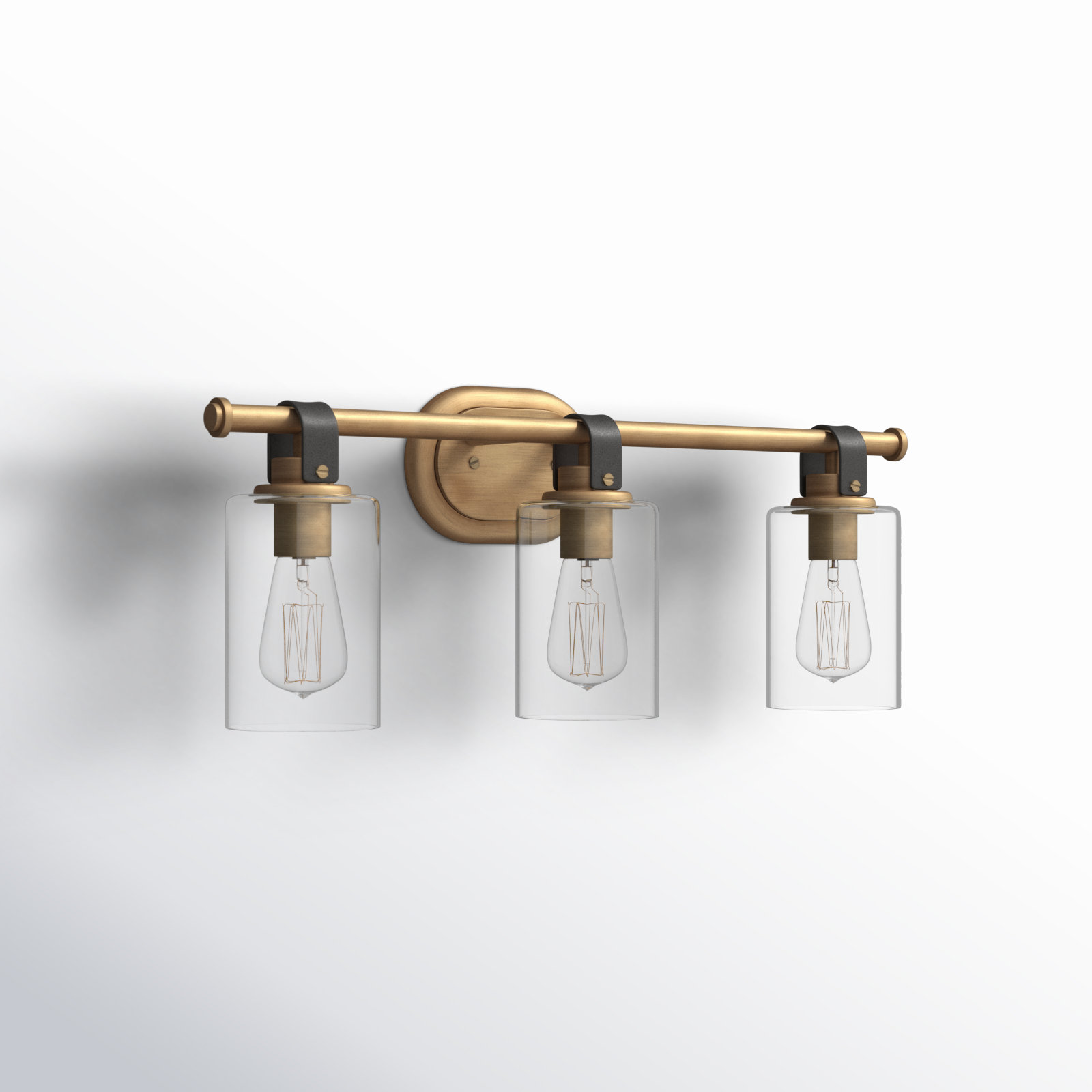 April 3 Light Transparent Dimmable Vanity Light, Heritage Brass
