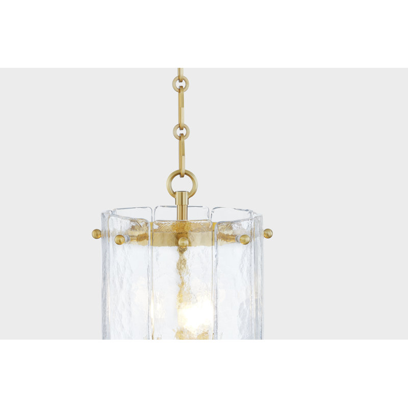 Vintage Polished Brass and Clear Glass 3-Light Pendant Lantern