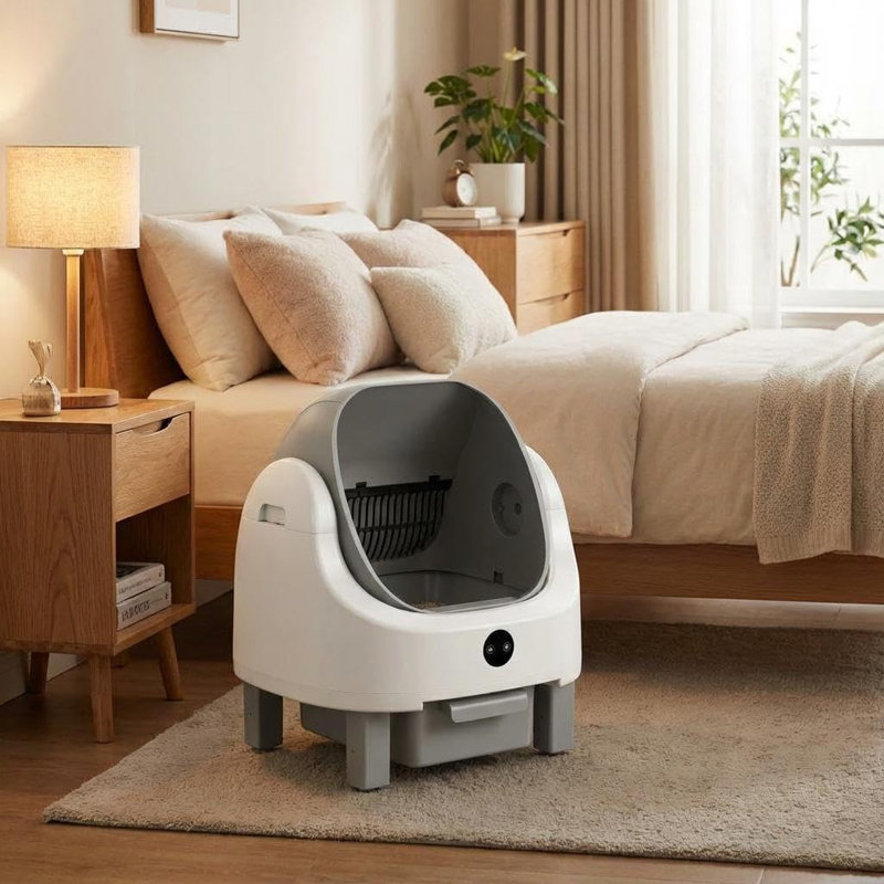 Litière pour chat 96L Smart Open-Top, contrôle des applications et 32 dB de sécurité silencieuse et infrarouge pour les chats multiples
